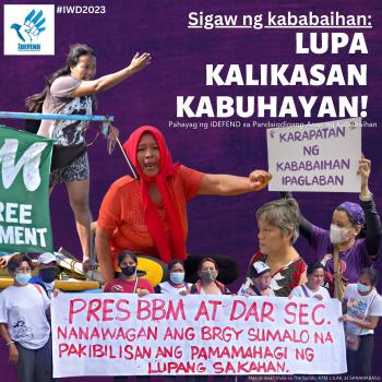 Banner: Women demands land environment and livelihood